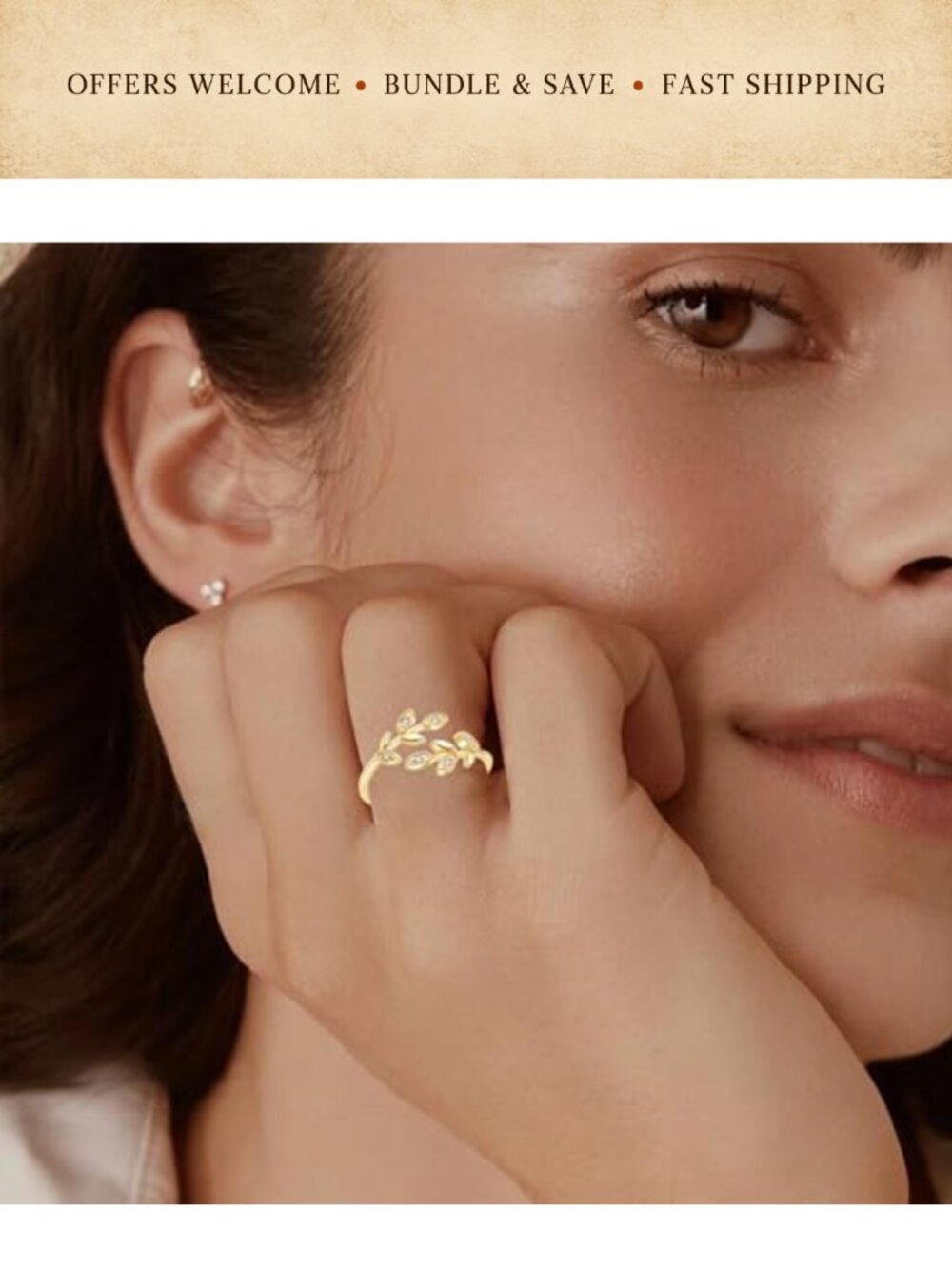 18K Gold Plated Stackable Rings Adjustable Open Cubic Zirconia - Picture 2 of 6